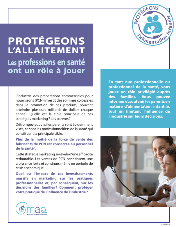 Protégeons l’allaitement : Les professions en santé ont un rôle à jouer