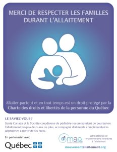 Affiche pour inciter à respecter les femmes et les familles qui allaitent dans l'espace public